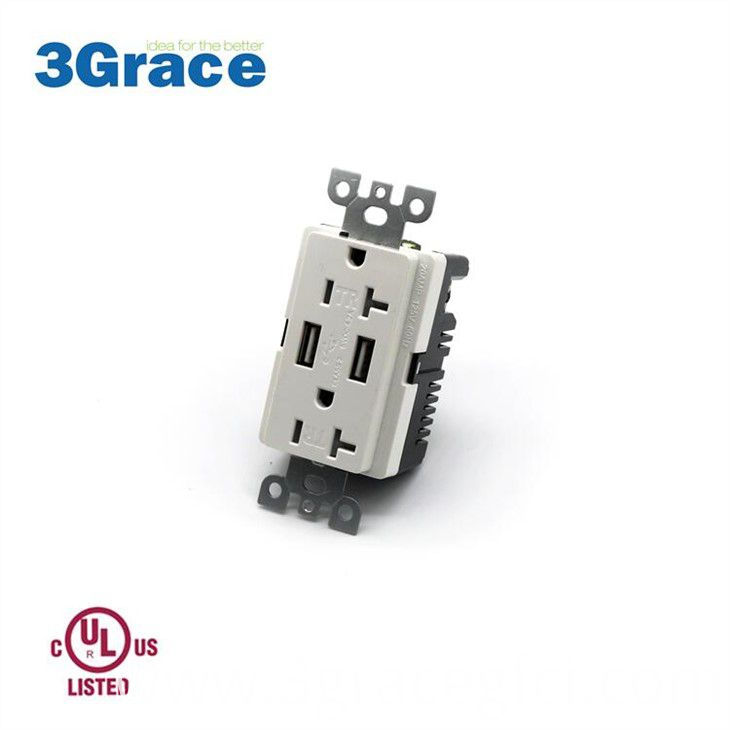 USB Charger Receptacle With Tamper Resistant