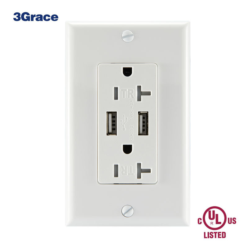 Smart USB Charger Wall Outlet Receptacle