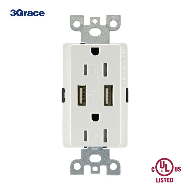 Type A USB Wall Outlet With Duplex Receptacle